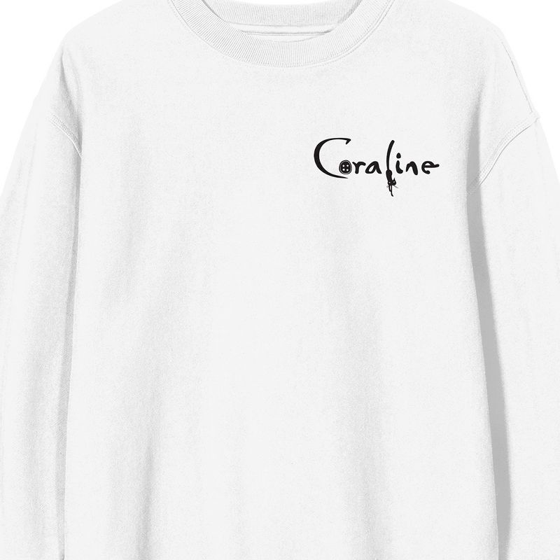 Coraline All Will Be Swell Crew Neck Long Sleeve White Adult Sweatshirt, 3 of 5