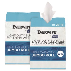 Tork Light-Duty Surface Cleaning Wet Wipe, 1-Ply, 8 x 6, Unscented, White, 2,500 Sheets/Roll, 2 Rolls/Carton - 1 of 4