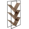 TOAOTBNBO 5-Tier Bookshelf with Slanted Shelves, V-shaped Metal Storage Bookcase Living Room High Slim Book Shelf - 2 of 4