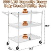 Metal Rolling Trolley, Kitchen Food Storage Trolley with Wire Shelves and Handles, Commercial Grade Service Cart, Kitchen, Office - 2 of 4