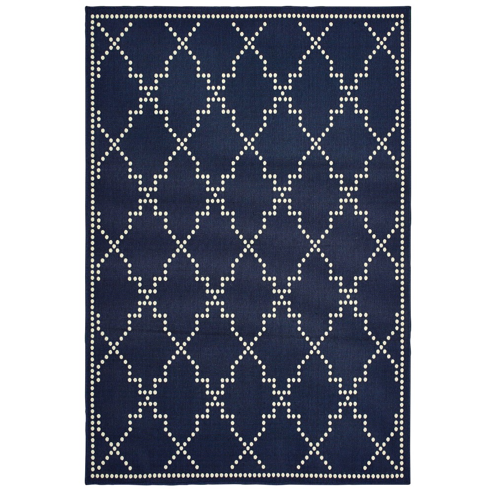 2'5inX4'5in Madeline Trellis Patio Rug Navy/Ivory