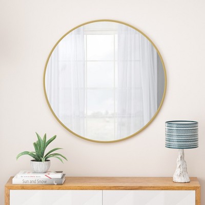 GlasFlength Decorative Wall Mirrors 48 Inch Bathroom Mirror Modern Wall Decor, Unique Style, for Entryway, Bedroom,Living Room, Washroom, Gold