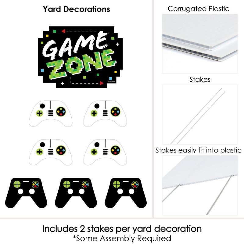 Big Dot of Happiness Game Zone - Yard Sign and Outdoor Lawn Decorations - Pixel Video Game Party or Birthday Party Yard Signs - Set of 8, 4 of 7