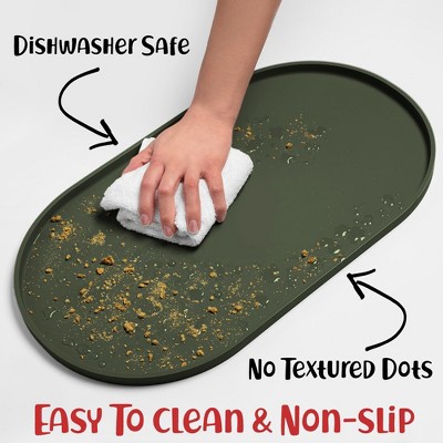 Small Khaki Green Silicone Waterproof Dog Food Mat