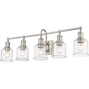 Bryant 5-Light Matte Black Steel Vanity Light - Dimmable with Opal Glass Shades - 1 of 4