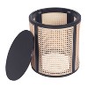 CAVINAS 15.70"Round Nightstand with Rattan Woven Design,Bedside Table with Round Wood Tabletop,Hollow Woven Nightstand for Bedroom - 4 of 4