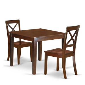 Medieval Dining Set 3Pc Square Table & Chairs - 36 Inch Wood Table Set for Classic Home Decor - 1 of 4