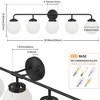 POWLIG 38.98-in 5-Light Matte Black Bathroom Light Fixtures Over Mirror Vanity Lighting with Milk White Glass Globe Shades - 4 of 4