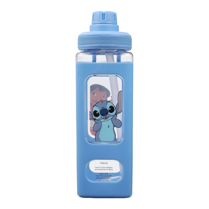 Lilo & Stitch 24 Waving Characters Oz Blue Square Plastic Water Bottle, 1 of 7