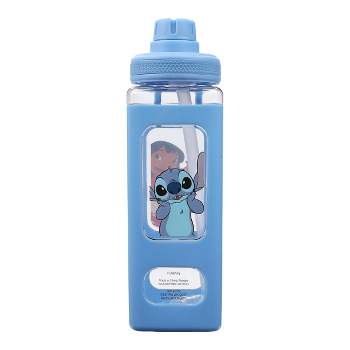 Lilo & Stitch 24 Waving Characters Oz Blue Square Plastic Water Bottle