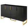 Hostack Sideboard Buffet Cabinet with 4 Doors, Metal Handles and Adjustable Shelves for Dining Room, Black - 4 of 4