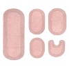 Double Ruffle Bathroom Rugs Set, Washable Rug, Extra Soft and Absorbent bath Rug, Kitchen Mat, Bath Mat Set,Non-Slip, 5 Pcs Set with Contour, Pink - 2 of 4