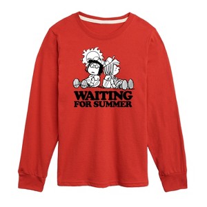 Boys' - Peanuts - Marcie & Peppermint Patty Waiting for Summer Dazed Long Sleeve Graphic T-Shirt - 1 of 4