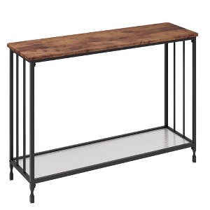Narrow Console Table Small Entryway Table with Glass Shelf and Metal Frame Sofa Table Narrow Long Behind Couch Table - 1 of 4
