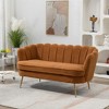 59"W Upholstered Loveseat Sofa Couch, Two-Seater Sofa with Gold Metal Legs-ModernLuxe - 2 of 4