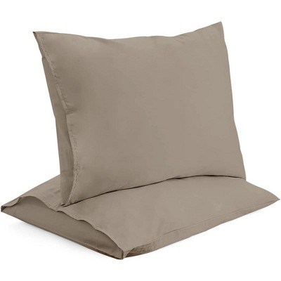 Circles Home Premium Sateen Cotton Blend Queen Envelope Pillowcase -  Taupe (2 Pack)