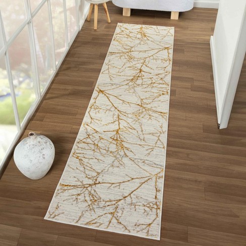 Luxe Weavers Modern Abstract Nature Cream Gold 2x8 Area Rug : Target