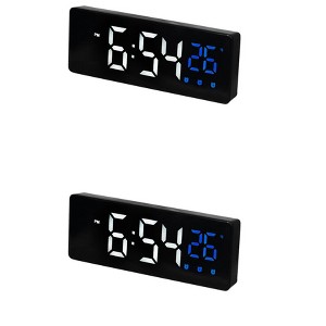 REGALWOVEN 2 Pcs Plastic Digital Corded Adjustable Accurate Dimmable Electric Alarm Clock 6.3 x 2.4 x 1 inch - 1 of 4