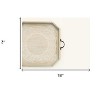 HomeRoots Set Of Two Gray and White Octagon Solid Wood Paisley Handmade Serving Tray With Handles - 3 of 4