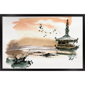 Trends International China Landscape with Pagoda Framed Wall Poster Prints - 1 of 4