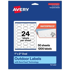Avery Outdoor Waterproof Labels, 1" x 2" Oval - 1 of 4