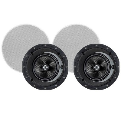 Monoprice 2-Way Carbon Fiber In-Ceiling Speakers - 6.5 Inch With 15" Angled Drivers (Pair) - Alpha Series