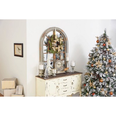 Gray and Brown Weathered Nautical Windowpane Wall Mirror