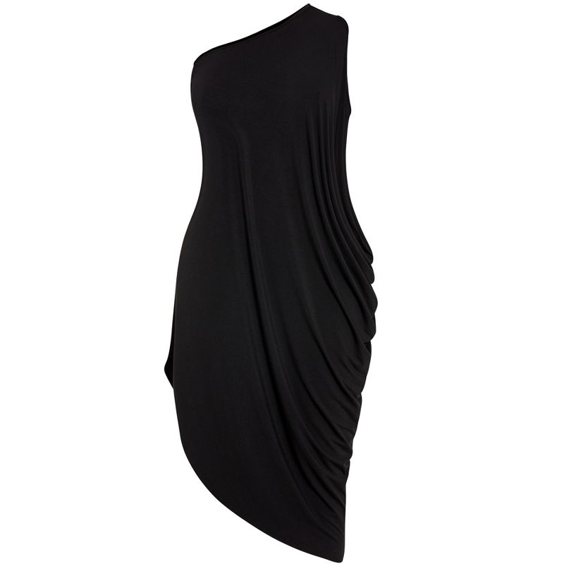 Women's Plus Size One Shoulder Drape Maxi Dress - black | CITY CHIC, 3 of 4
