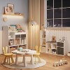 3-in-1 Kids Bookshelf with Cushion & Storage - 6-Cube Organizer, 2 Cloth Drawers, Anti-Tip Design, 36.2" H x 44.1" W, Natural Wood - 4 of 4
