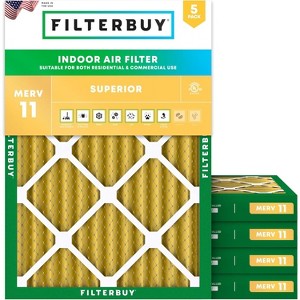 Filterbuy 20x21x2 Air Filter (5-Pack), Pleated MERV 11 Allergen Defense Replacement HVAC AC Furnace Filters (Actual Size: 20.00 x 21.00 x 1.75) - 1 of 4