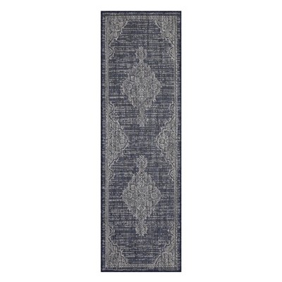 Vintage Rug Soft  Non Slip Carpet Low Pile Stain Resistant Floor Cover Oriental Accent  Rug for Living Room Bedroom Nursery,Blue/2'3"x7'3"