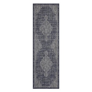 Vintage Rug Soft  Non Slip Carpet Low Pile Stain Resistant Floor Cover Oriental Accent  Rug for Living Room Bedroom Nursery,Blue/2'3"x7'3" - 1 of 4