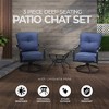 Four Seasons Courtyard Beaumont 3 Piece Deep Seating Outdoor Patio Chat Furniture Set with 2 Swivel Cushioned Chairs and Square Side Table, Gray/Brown - 2 of 4