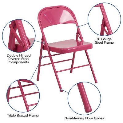 Pink metal best sale folding chair