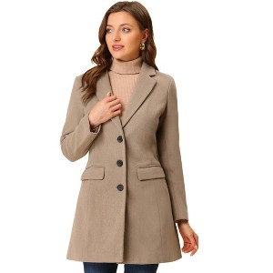 INSPIRE CHIC Women's Notched Lapel Single Breasted Long Winter Trench Coat - 1 of 4
