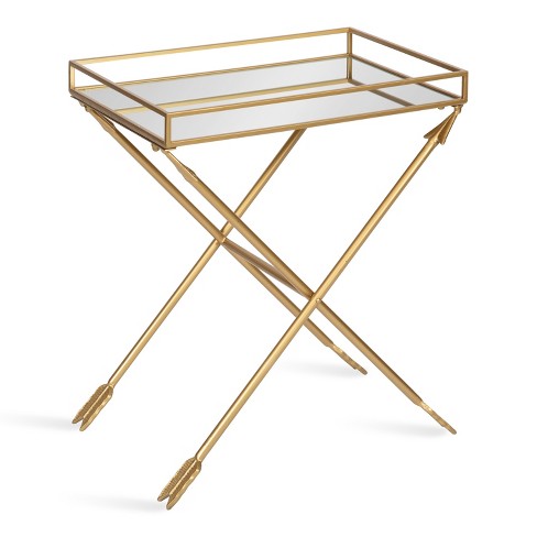 Kate and Laurel Madeira Rectangle Metal Tray Table, 21x14x26, Satin Gold - image 1 of 4