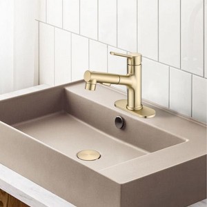 Kumasinova Bathroom Faucet 1 Hole with Pull-Out Sprayer,Bathroom Sink Faucet with Pop-Up Drain,Stainless Steel Vanity Faucet for Bathroom Sink - 1 of 4