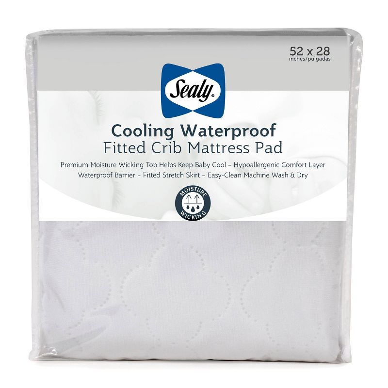 Sealy Cooling Moisture Wicking Waterproof Crib Mattress Pad - White, 1 of 9