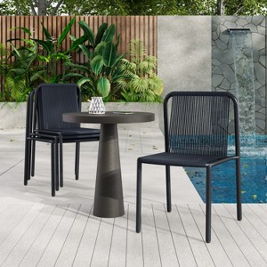 Christopher Knight Home Balfour Outdoor Modern Stackable Rattan and Iron Dining Chair (Set of 4) - 1 of 4