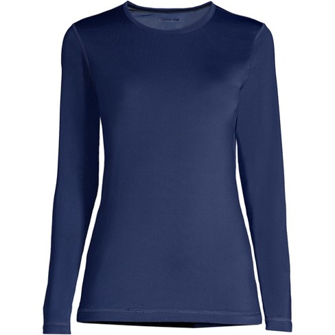 Lands' End Women's Thermaskin Heat Long Sleeve Crewneck Long Underwear Top  - X-Small - Deep Sea Navy