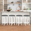 Tangkula Upholstered Bar Stool Set of 4 25" Counter Height Bar Chairs w/ Padded Cushion White & Grey - 2 of 4