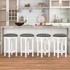 Tangkula Upholstered Bar Stool Set of 4 25" Counter Height Bar Chairs w/ Padded Cushion White & Grey - image 2 of 4