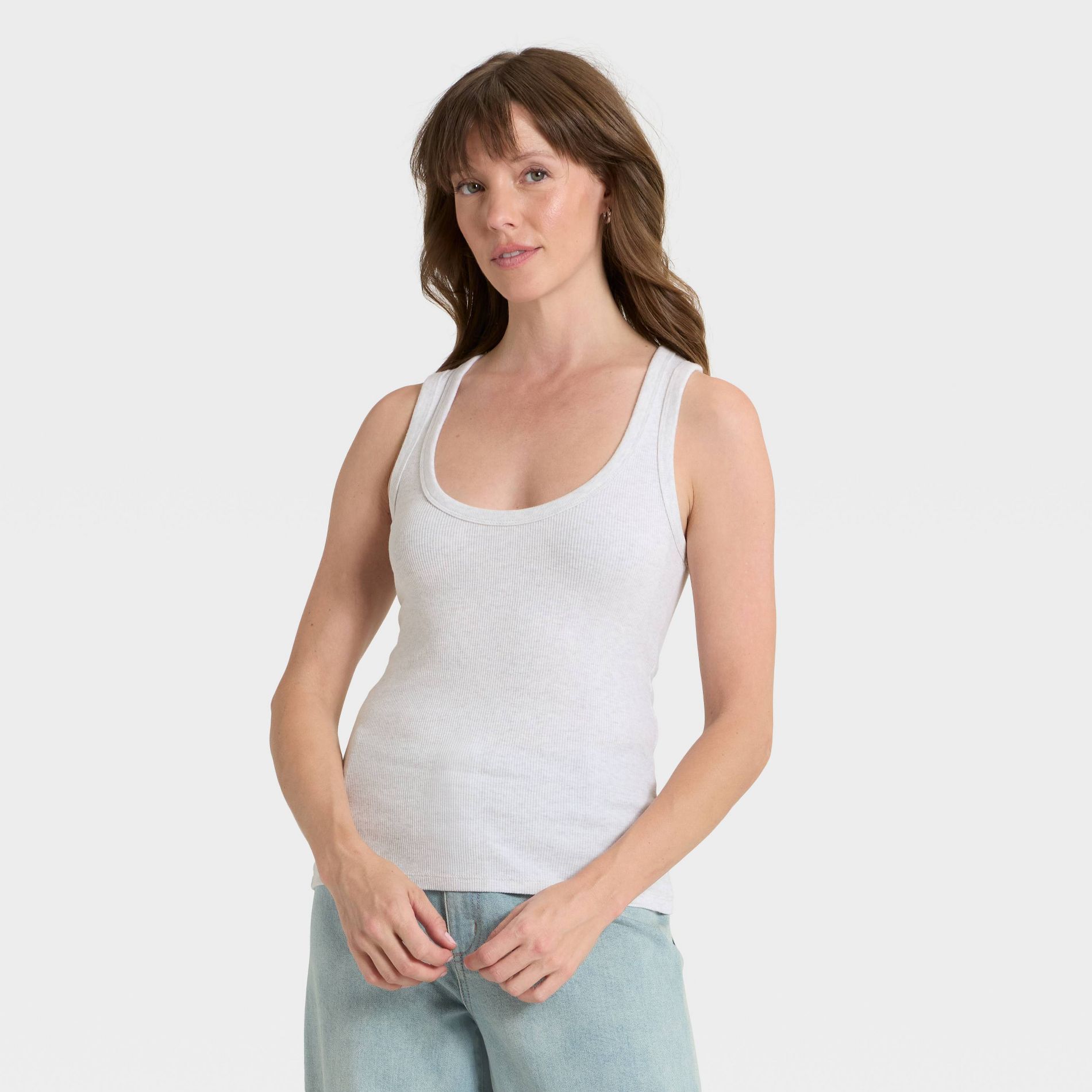 Women's Slim Fit Tank Top - Universal Thread™ Light Heather Gray L