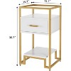Homhougo Nightstand, End Table with Storage Drawer and 3-Tier Storage & Tempered Glass Top, Bedside Furniture with Steel Frame, Easy Assembly - 3 of 4