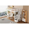 Twin Size Wood Loft Bed with Built-in Desk, LED and Storage Shelves - 4 of 4