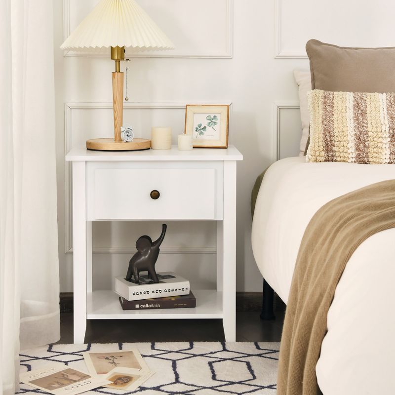 Costway Nightstand Beside Table Chest Sofa Table End Table Accent Table White, 2 of 11