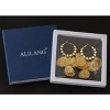 Anna-Kaci Boho Metal Flower Drop Dangle Earrings Layered Floral Petal Tassel Hoop Earring for Women - 4 of 4