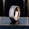 Jewelry Avalanche 8mm Pipe Cut Rose Gold & Gray IP Grooved Tungsten Carbide Mens Wedding Band - 2 of 4