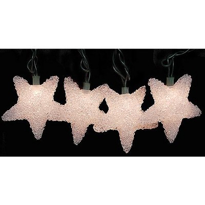 J. Hofert Co Set Of 10 Crystallized Star Christmas Lights With Green Wire