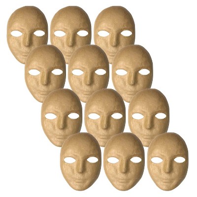 Creativity Street Full Face Papier Maché Mask, Pack of 12